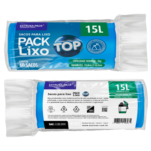 SACO PARA LIXO PACK LIXO TOP PRETO TOP AZUL